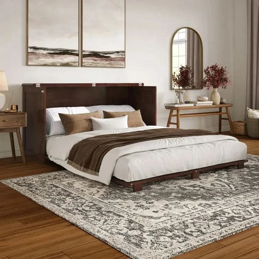 Low Profile Wood Murphy Bed Chest with 6" Mattress - Wooden bazar