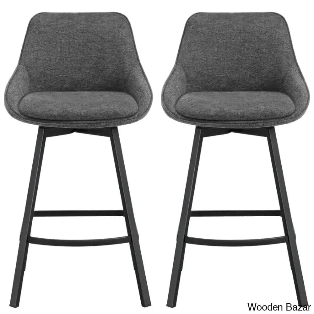 Absalomz Swivel 25.2āā Counter Stool - Wooden Bazar Dark Gray / 2 Piece