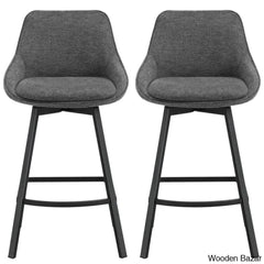 Absalomz Swivel 25.2āā Counter Stool - Wooden Bazar Dark Gray / 2 Piece