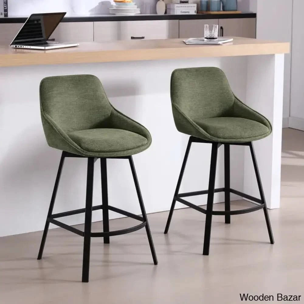 Absalomz Swivel 25.2āā Counter Stool - Wooden Bazar Green / 2 Piece