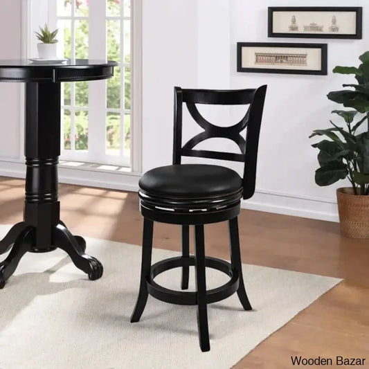 Adelaidas Swivel Upholstered Counter And Bar Stool With Solid Wood Frame Black Sandthru / Bar