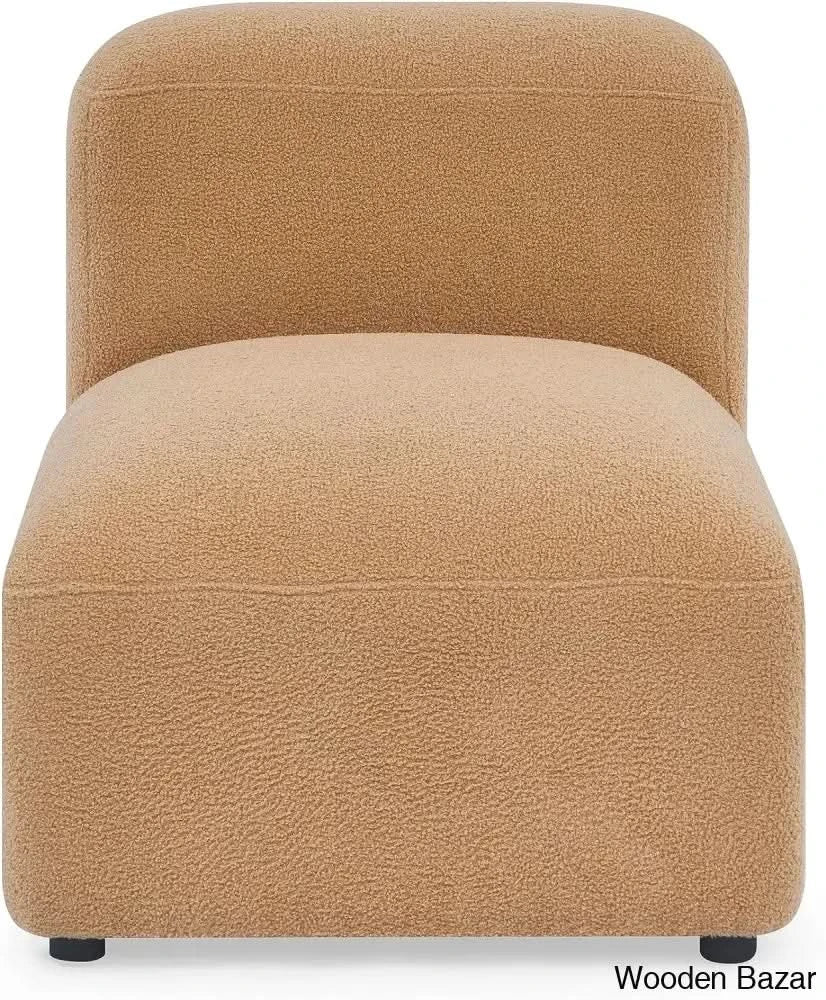 Ader Minimalist Convertible Modular Sectional Sofa In L-Shaped Camel / Chair