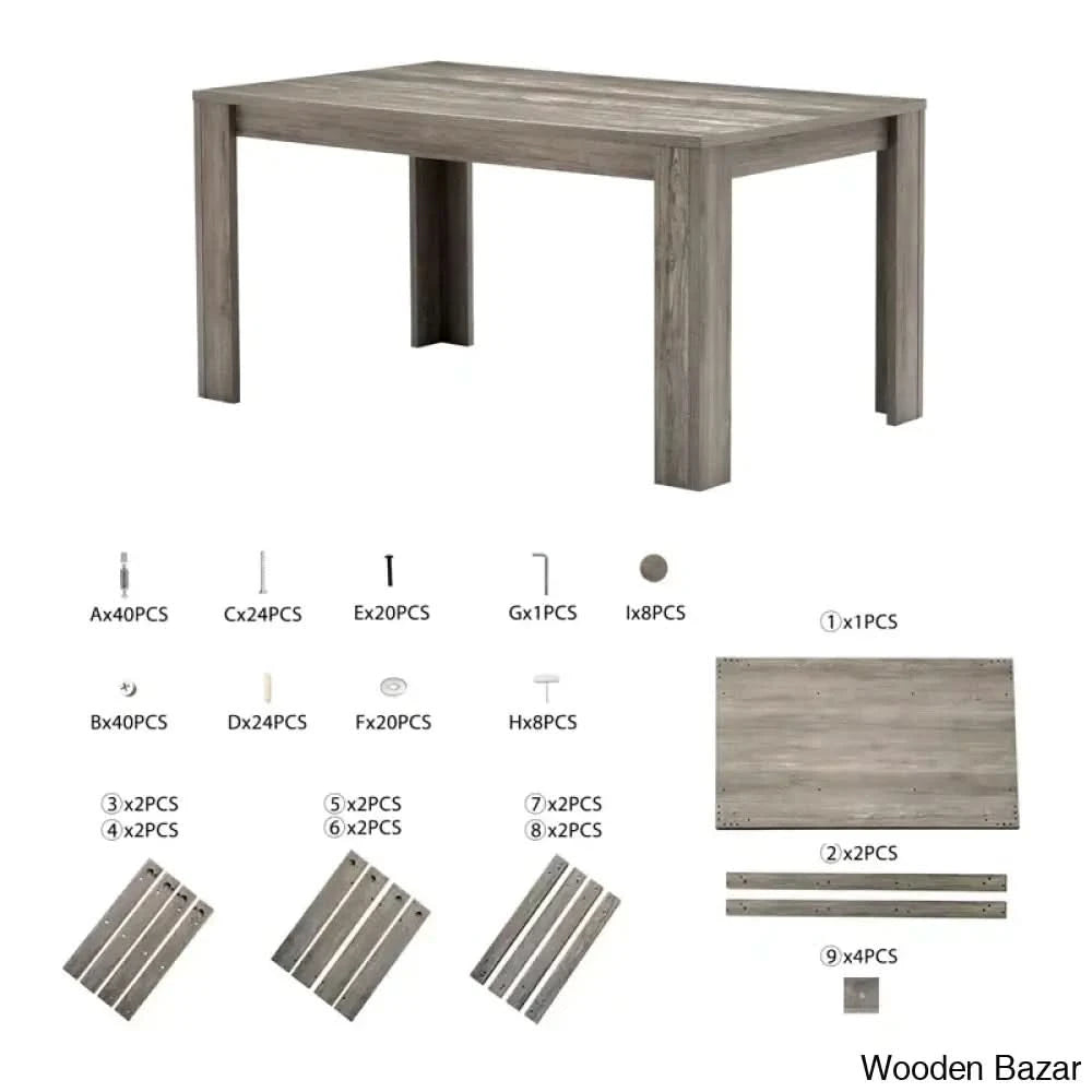 Adline Modern 4 Seater Dining Table Set - Wooden Bazar