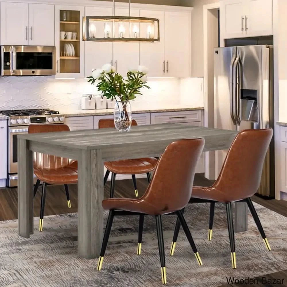 Adline Modern 4 Seater Dining Table Set - Wooden Bazar Gray Oak