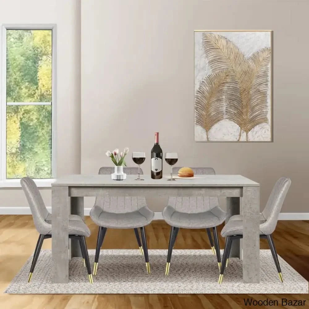 Adline Modern 4 Seater Dining Table Set - Wooden Bazar Walnut