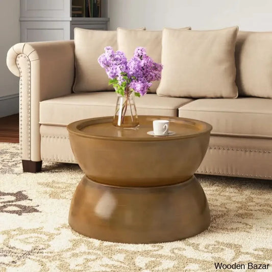 Agelikia Coffee And Center Table Antique Brush Gold