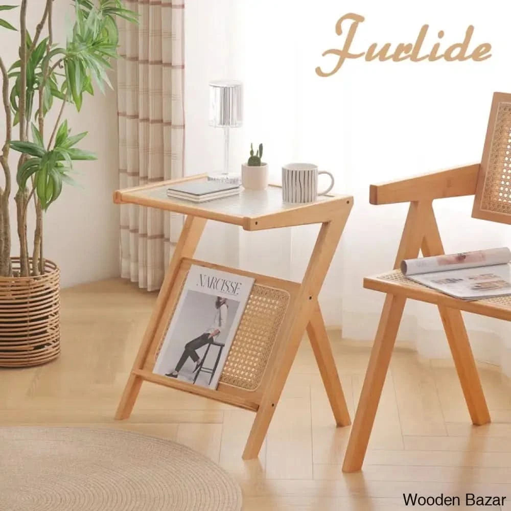 Ailsun Rattan Coffee And Center Table Bamboo Accent Bedside Tables Glass Nightstand Side