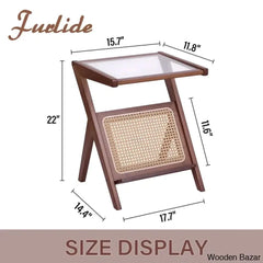 Ailsun Rattan Coffee And Center Table Bamboo Accent Bedside Tables Glass Nightstand Side