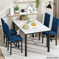 Akil 4 Seater Wooden Dining Table Set For Modern Homes - Bazar Blue