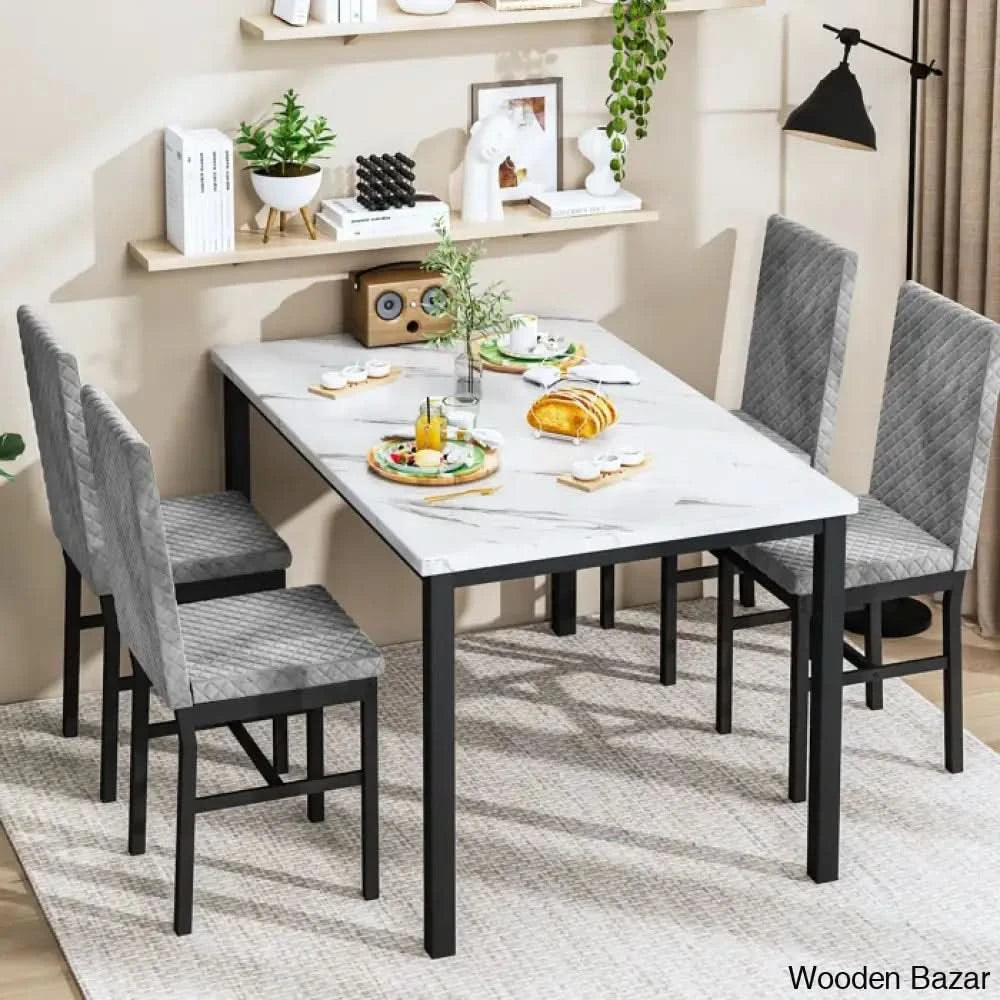 Akil 4 Seater Wooden Dining Table Set For Modern Homes - Bazar Grey