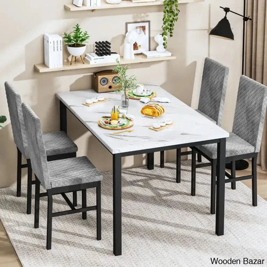 Akil 4 Seater Wooden Dining Table Set For Modern Homes - Bazar Grey