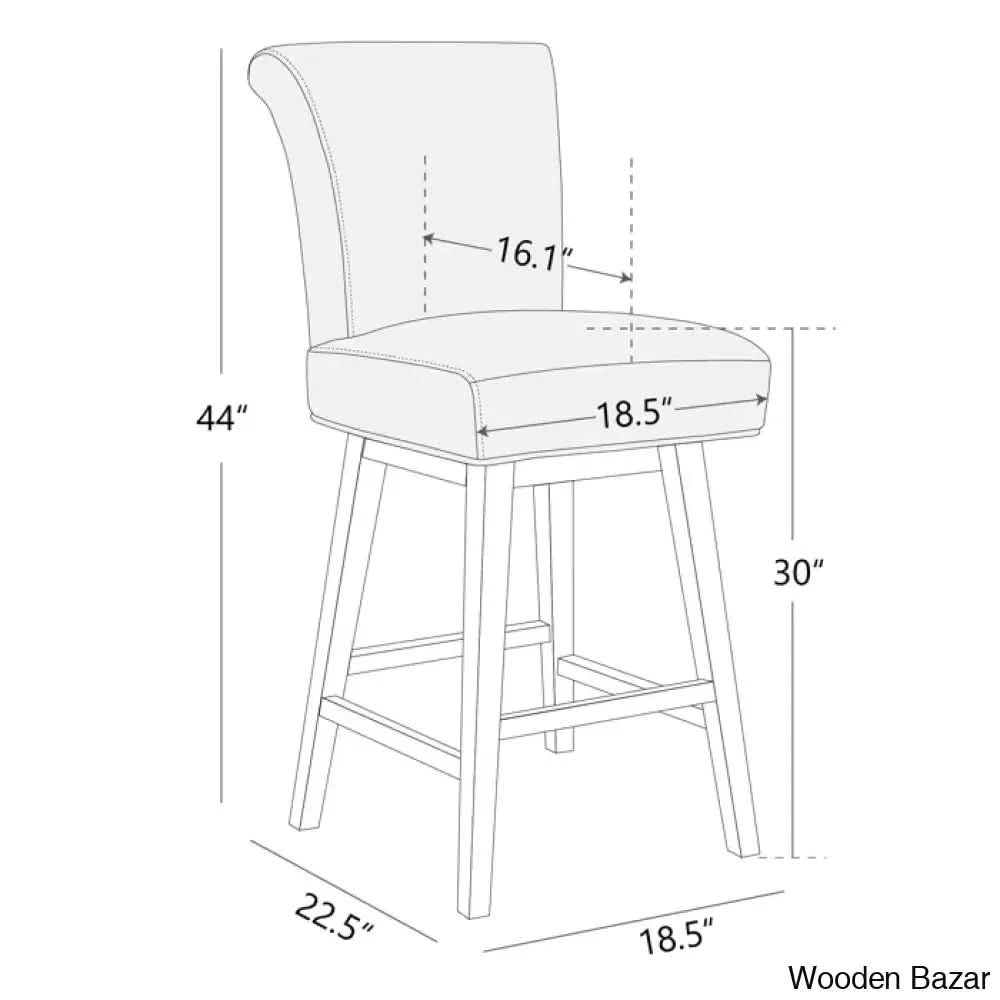 Alanyso Swivel Counter & Bar Stool (Set Of 2) - Wooden Bazar