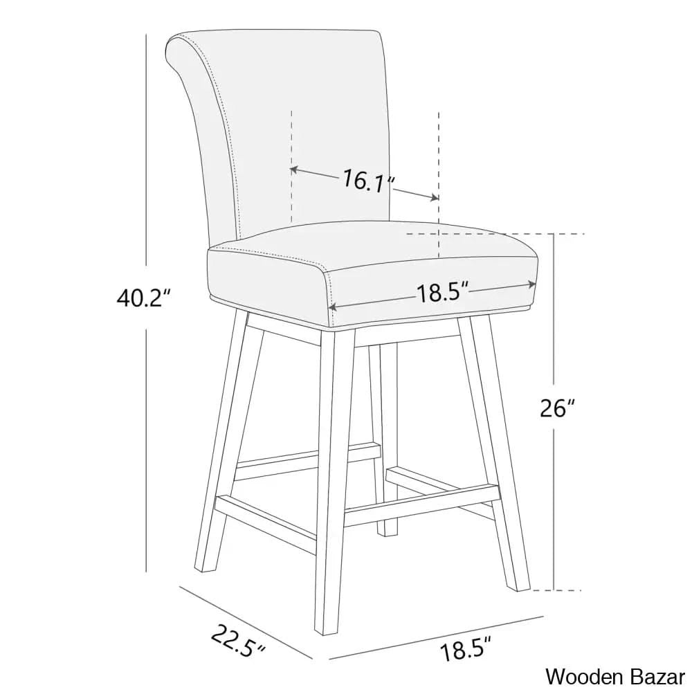 Alanyso Swivel Counter & Bar Stool (Set Of 2) - Wooden Bazar