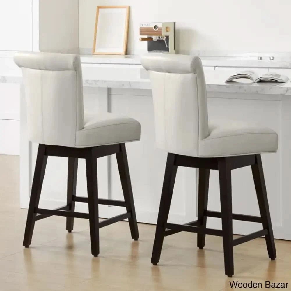 Alanyso Swivel Counter & Bar Stool (Set Of 2) - Wooden Bazar