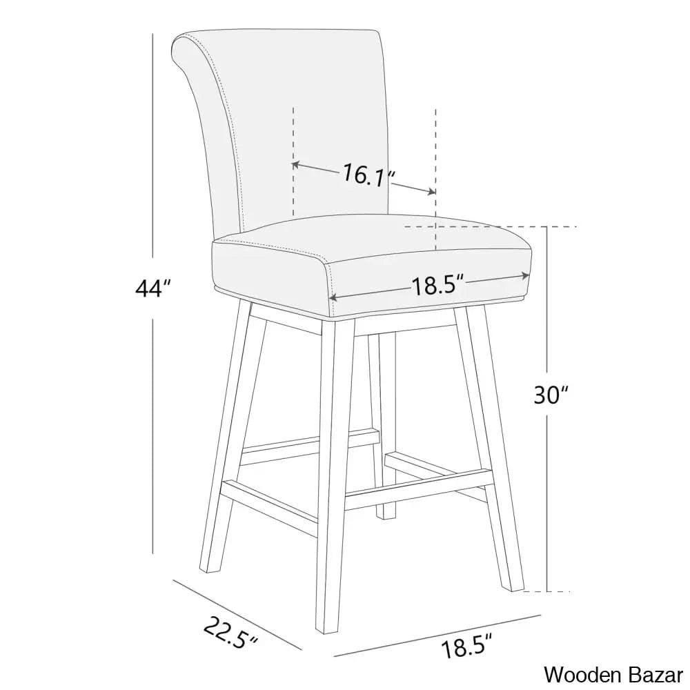 Alanyso Swivel Counter & Bar Stool (Set Of 2) - Wooden Bazar