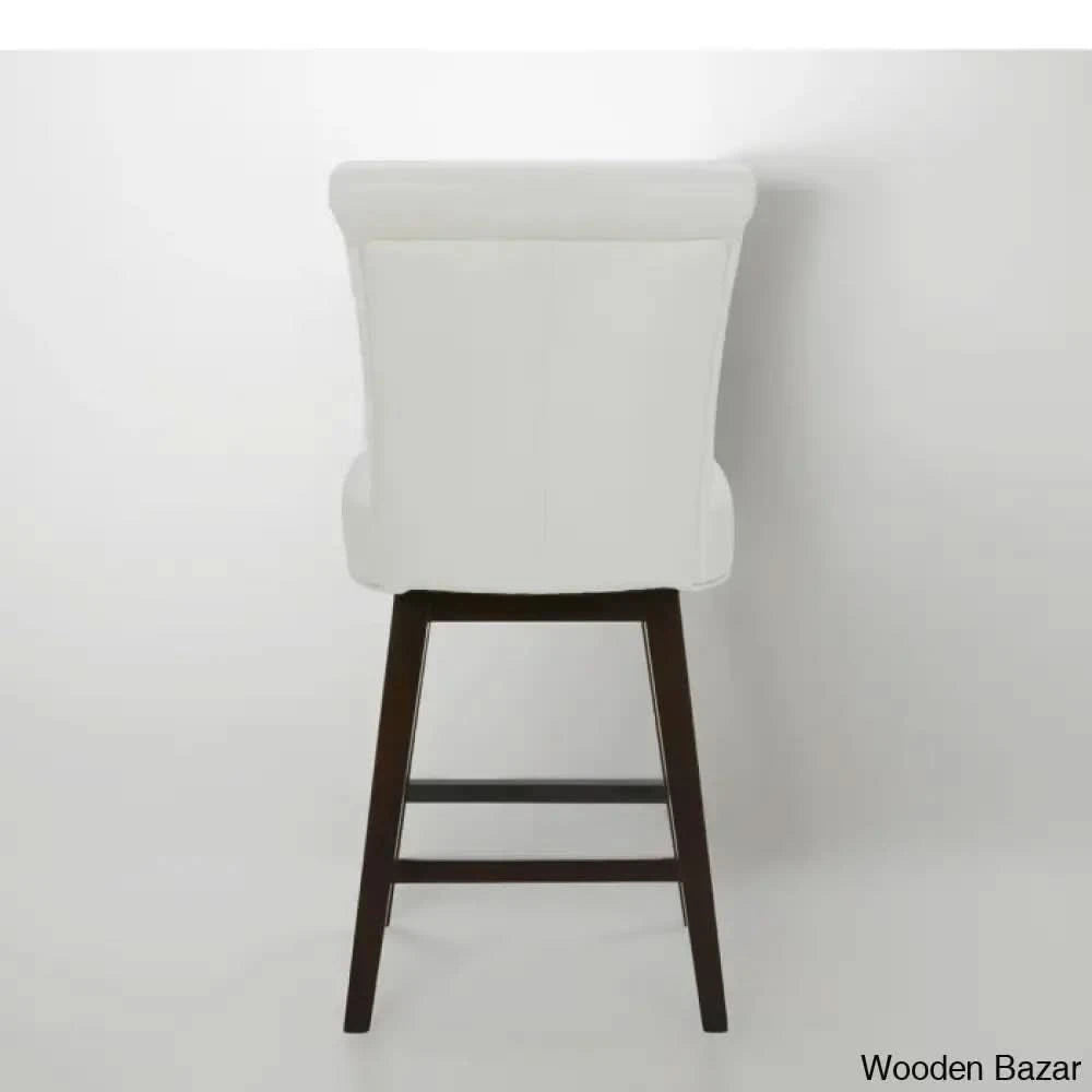 Alanyso Swivel Counter & Bar Stool (Set Of 2) - Wooden Bazar