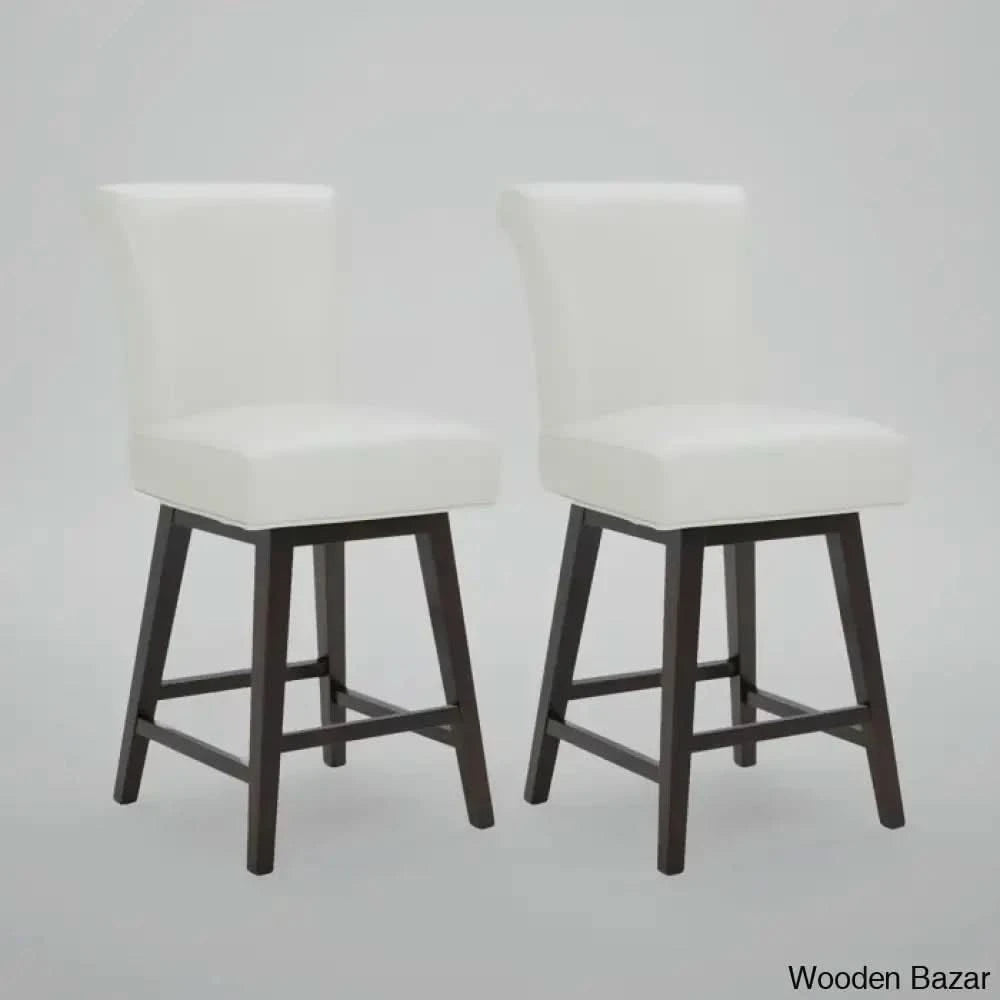 Alanyso Swivel Counter & Bar Stool (Set Of 2) - Wooden Bazar