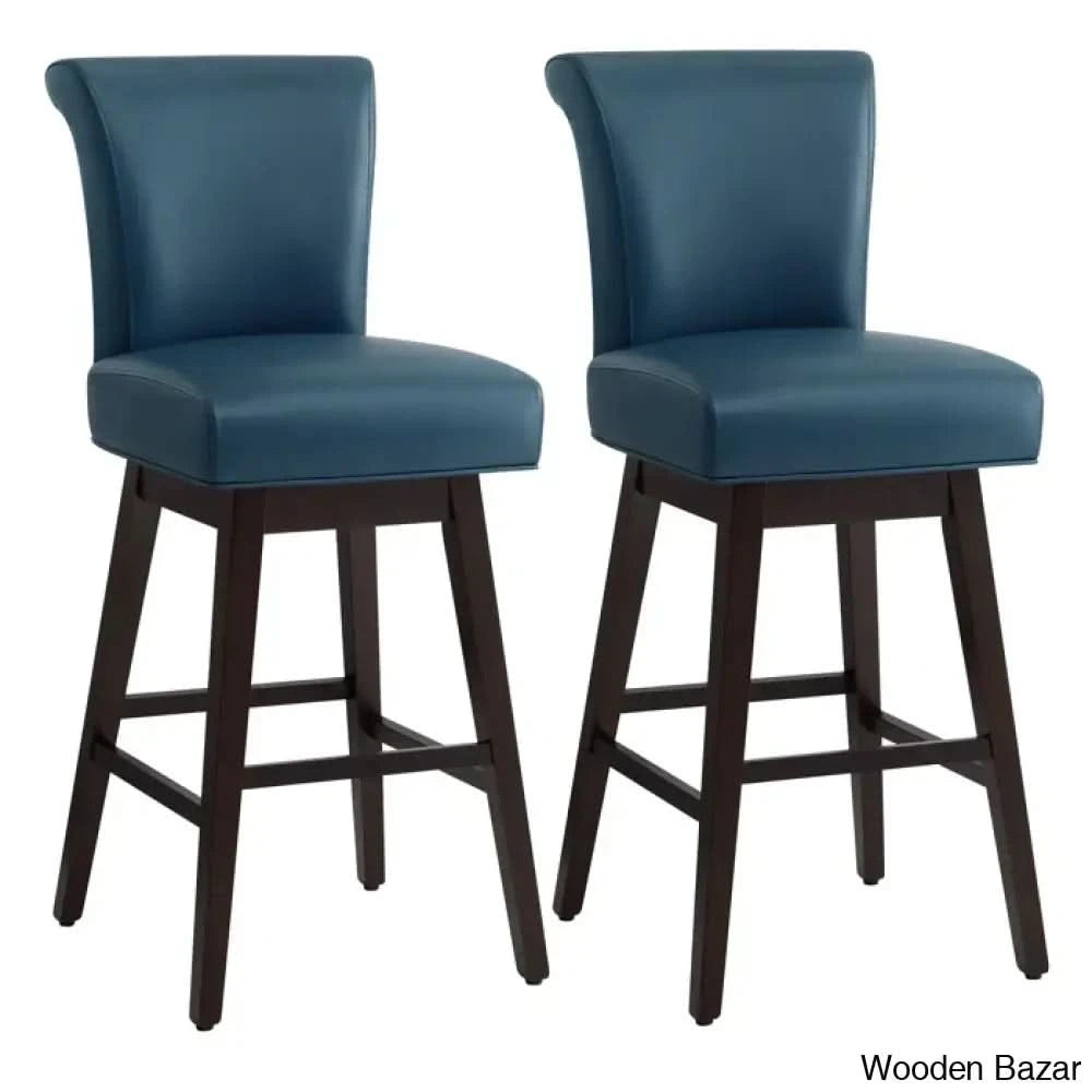 Alanyso Swivel Counter & Bar Stool (Set Of 2) - Wooden Bazar Blue / (30āā Seat Height)