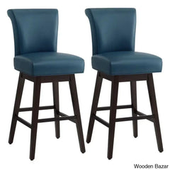 Alanyso Swivel Counter & Bar Stool (Set Of 2) - Wooden Bazar Blue / (30āā Seat Height)