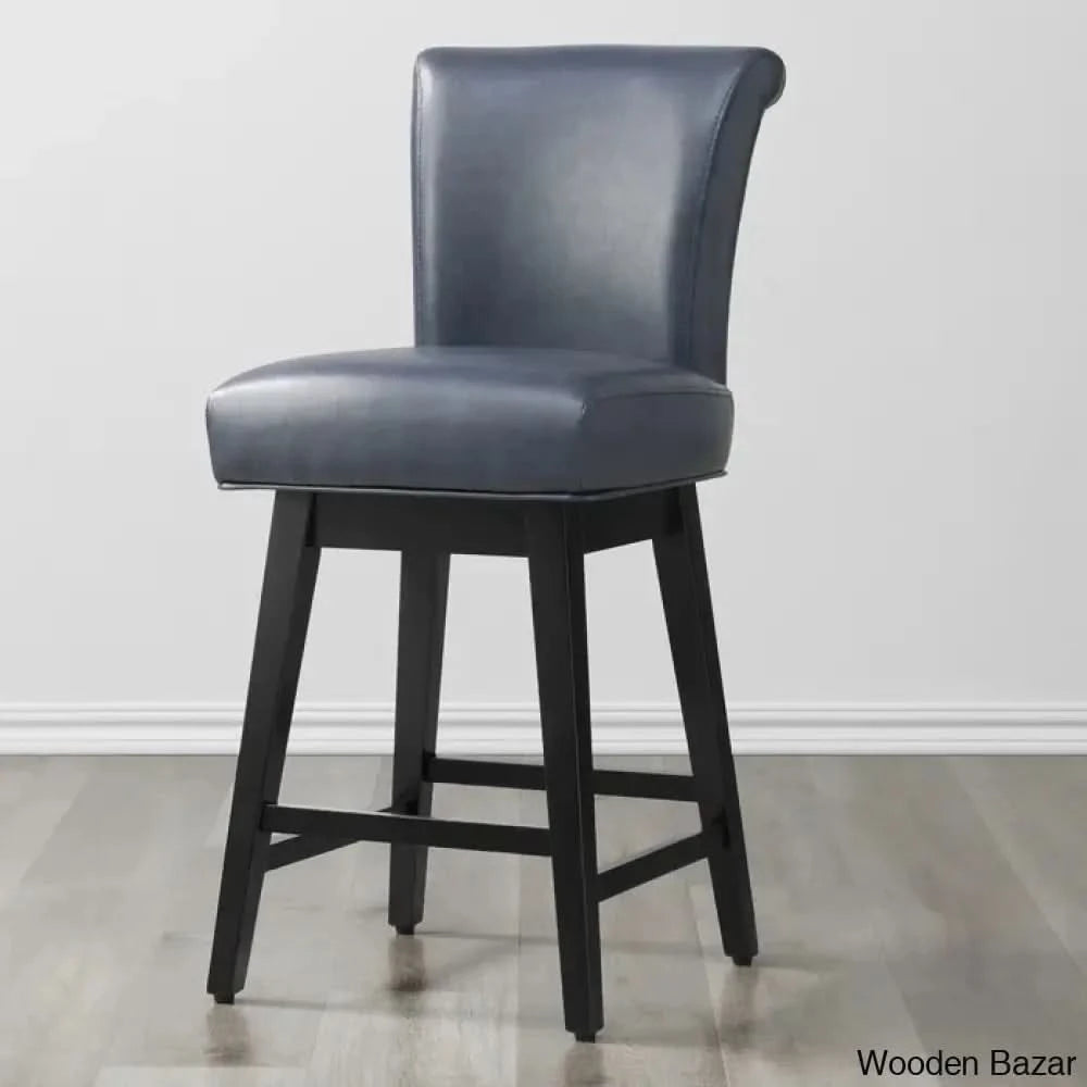Alanyso Swivel Counter & Bar Stool (Set Of 2) - Wooden Bazar Dark Blue / (26āā Seat Height)