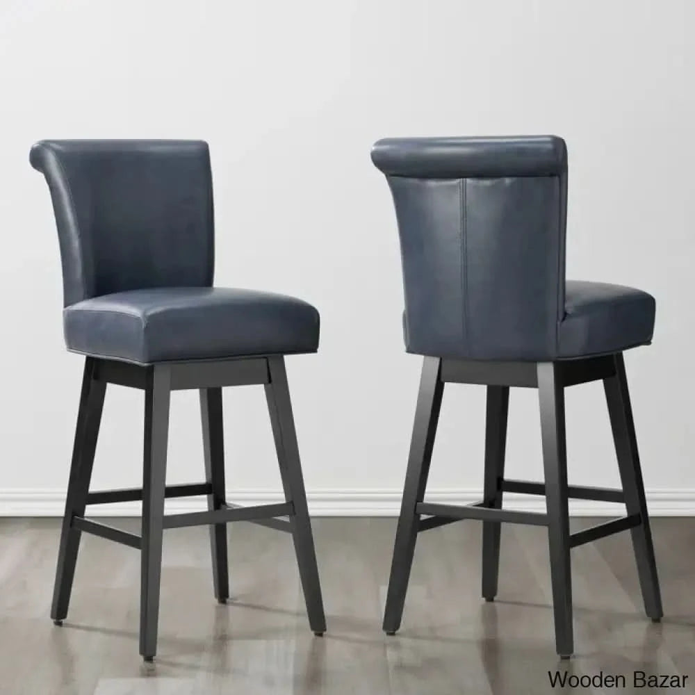 Alanyso Swivel Counter & Bar Stool (Set Of 2) - Wooden Bazar Dark Blue / (30āā Seat Height)