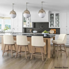 Albaughz Swivel Upholstered 26’’ Counter Stool With Solid Wood Frame (Set Of 4)