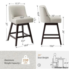 Albaughz Swivel Upholstered 26’’ Counter Stool With Solid Wood Frame (Set Of 4)