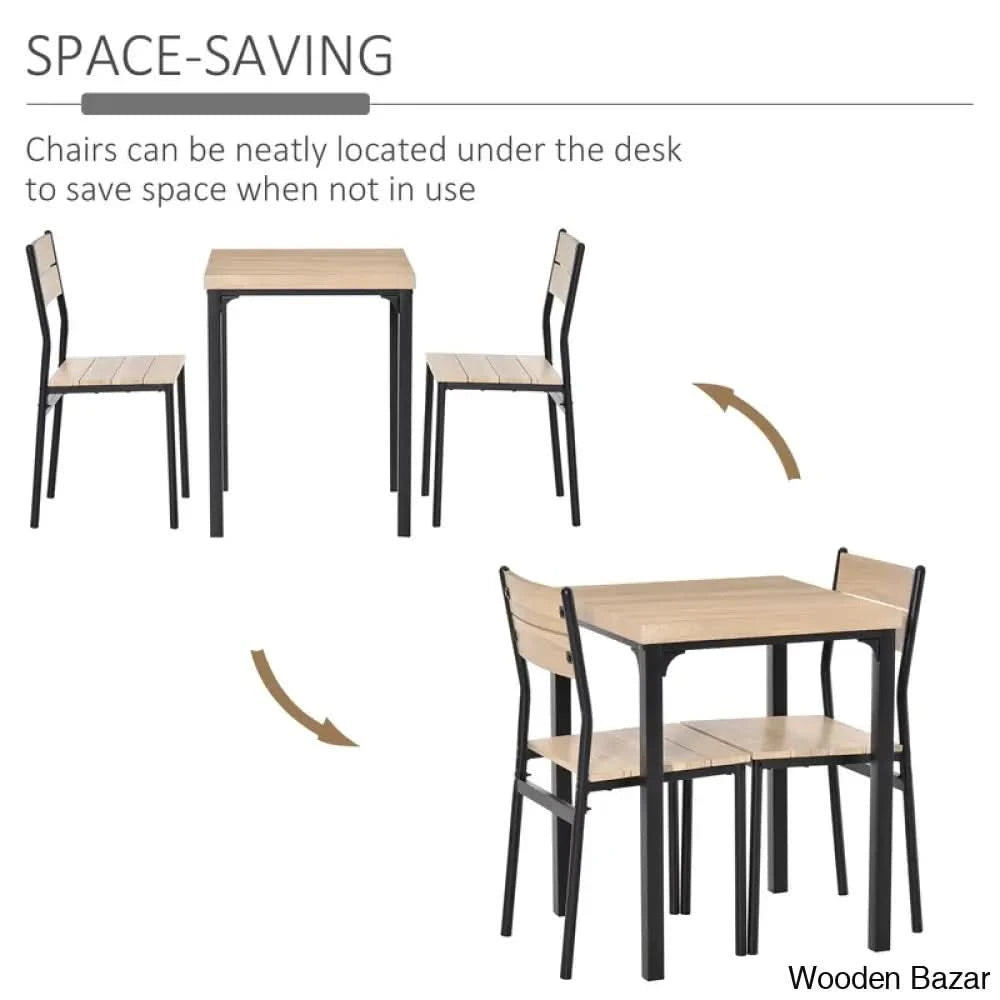 Alexander New 2 Seater Dining Table Set (3- Piece) - Wooden Bazar