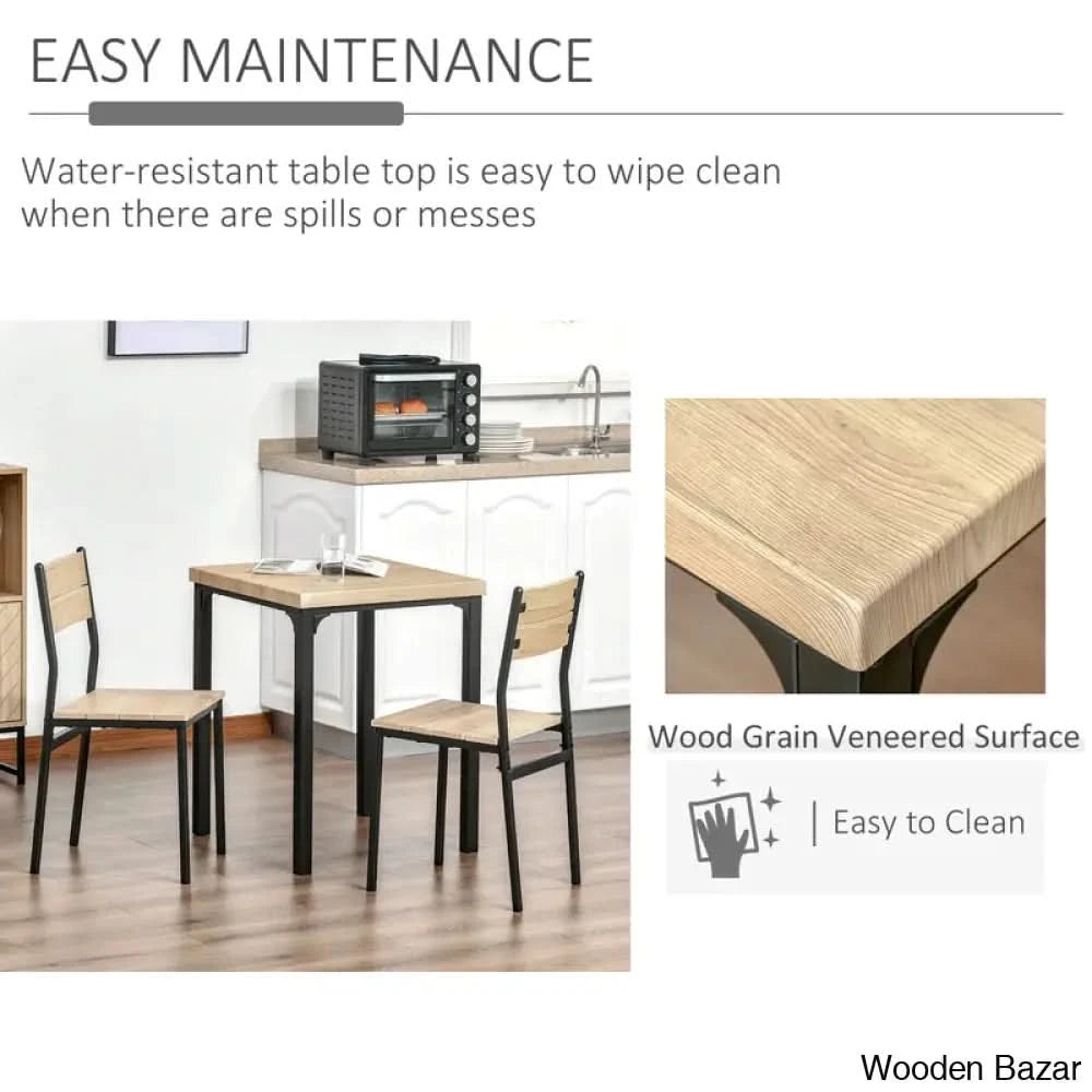 Alexander New 2 Seater Dining Table Set (3- Piece) - Wooden Bazar