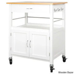 Alezandro Solid Wood Top Kitchen Island Trolley Cart Cabinet Kitchen Island With Storage