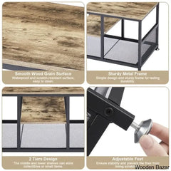 Alok Industrial Coffee And Center Table With Storage Shelf Cocktail Accent Furniture For Living Room