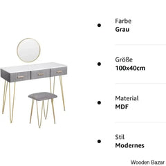 Alongi Dressing Table With Mirror - Wooden Bazar