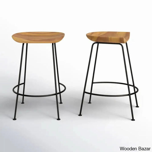 Aloraz Swivel Counter And Bar Stool With Metal Frame (Set Of 2) Natural/Black / Bar (30.5’’