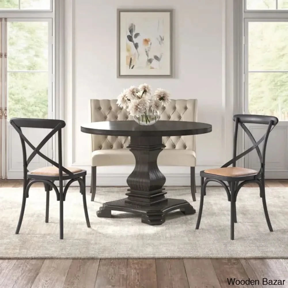 Alvina 4 Seater Modern Solid Pine Corner Breakfast Nook With Hidden Storage Set Black