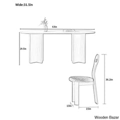 Amarie 6 Seater Double Pedestal Dining Set -Wooden Bazar