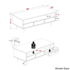 Angielina Solid Wood Coffee And Center Table