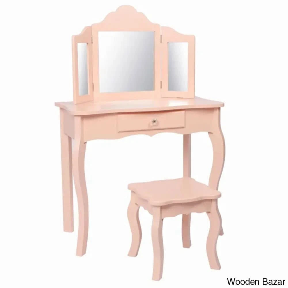 Animo Kids Vanity Set With Mirror - Wooden Bazar