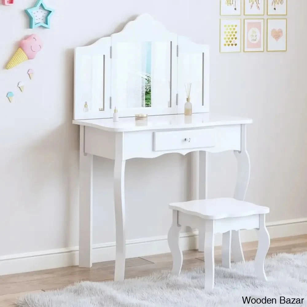 Animo Kids Vanity Set With Mirror - Wooden Bazar