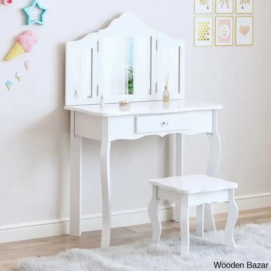 Animo Kids Vanity Set With Mirror - Wooden Bazar