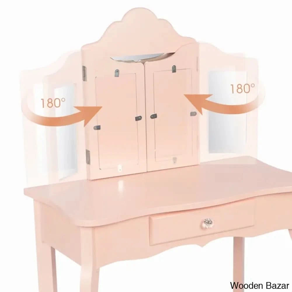 Animo Kids Vanity Set With Mirror - Wooden Bazar