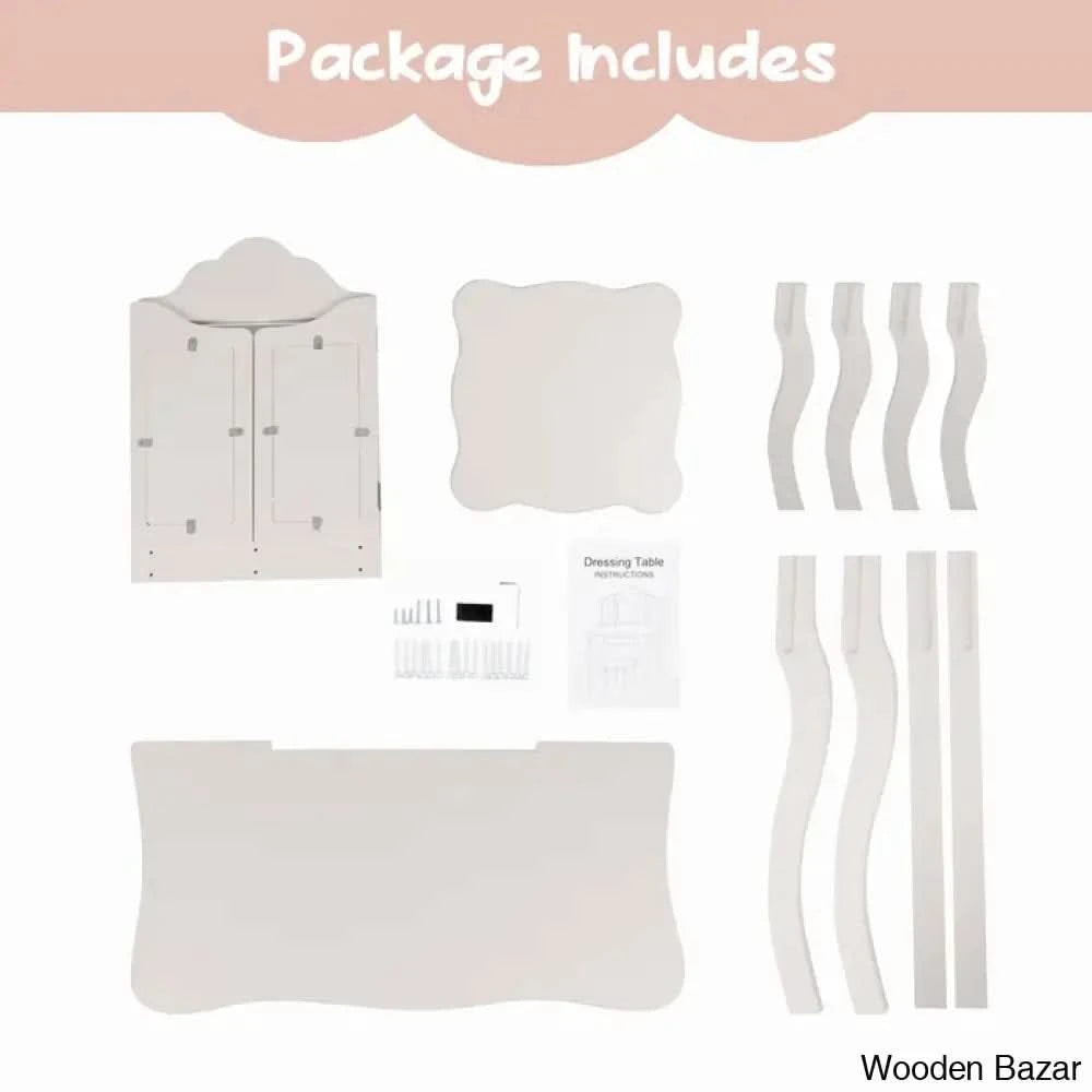 Animo Kids Vanity Set With Mirror - Wooden Bazar