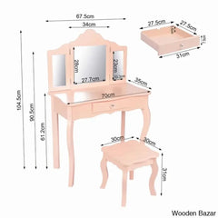 Animo Kids Vanity Set With Mirror - Wooden Bazar