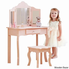 Animo Kids Vanity Set With Mirror - Wooden Bazar