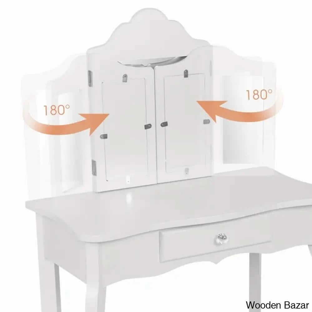 Animo Kids Vanity Set With Mirror - Wooden Bazar