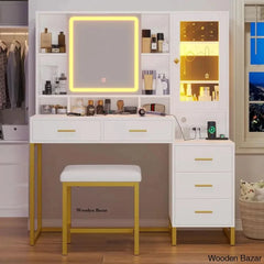 Annahy Vanity Dressing Table With Lighted Mirror And Stool White