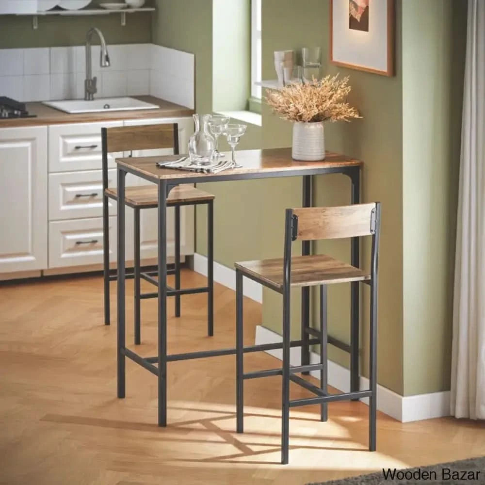 Antigon Modern 2 Seater Dining Table Set For Homes Brown