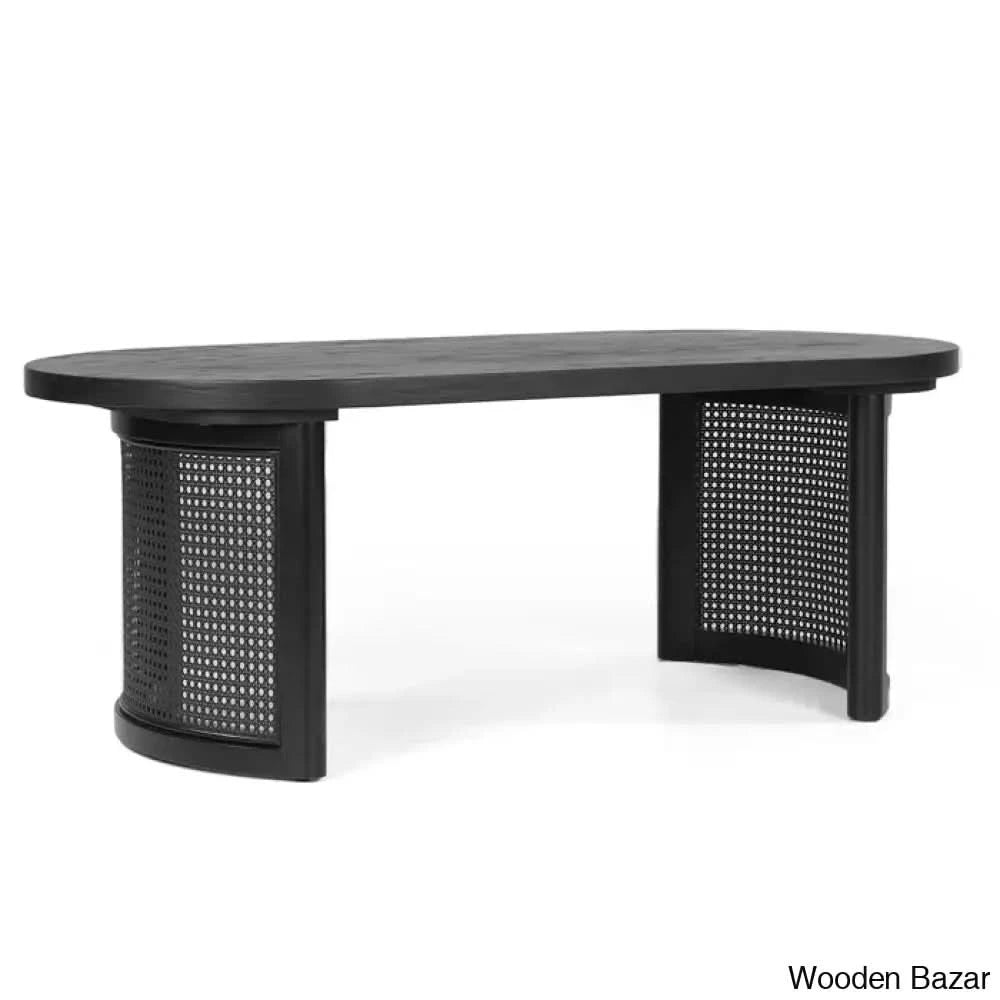 Antowiney 48āā Oval Solid White Oak Rattan Coffee And Center Table