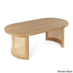 Antowiney 48āā Oval Solid White Oak Rattan Coffee And Center Table