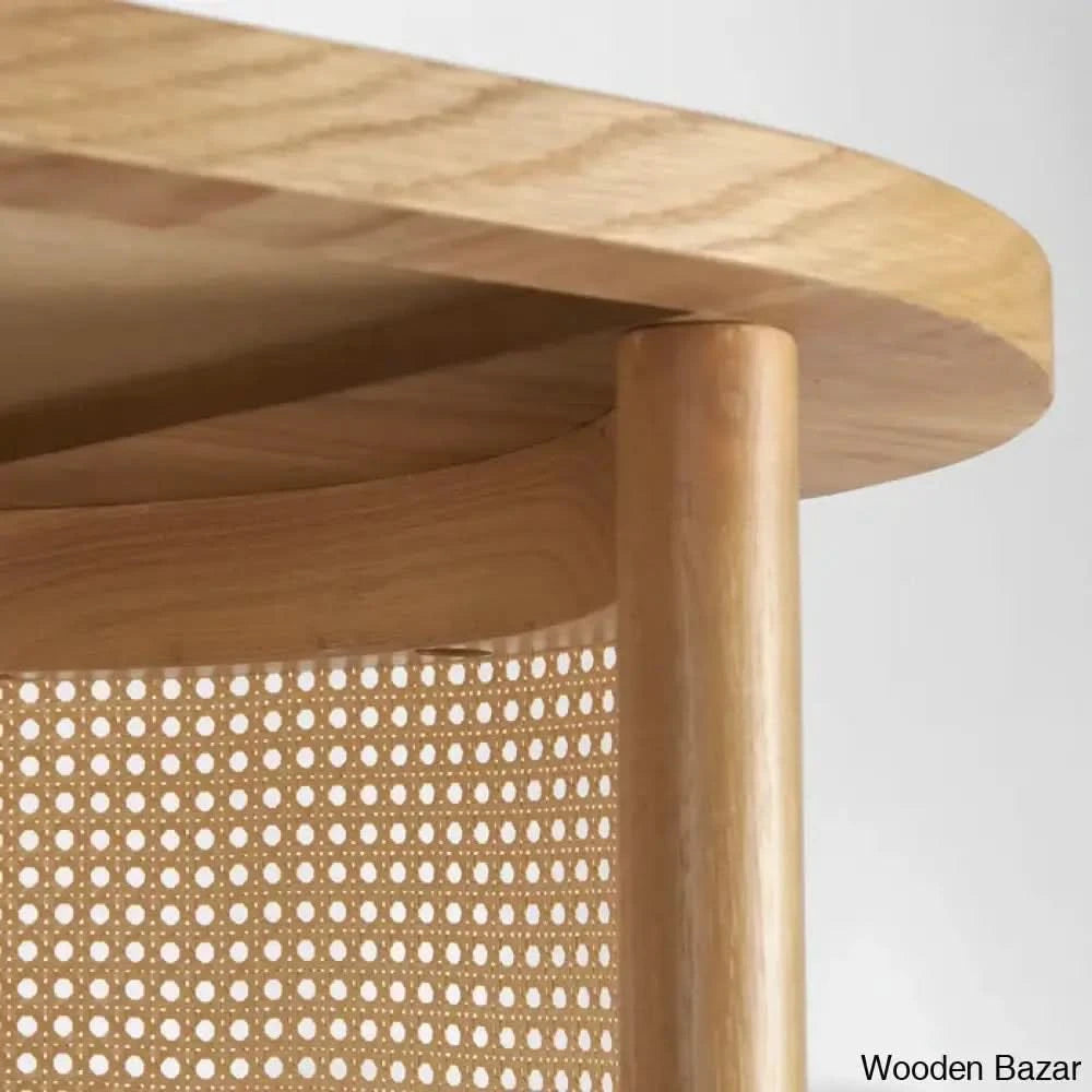 Antowiney 48āā Oval Solid White Oak Rattan Coffee And Center Table