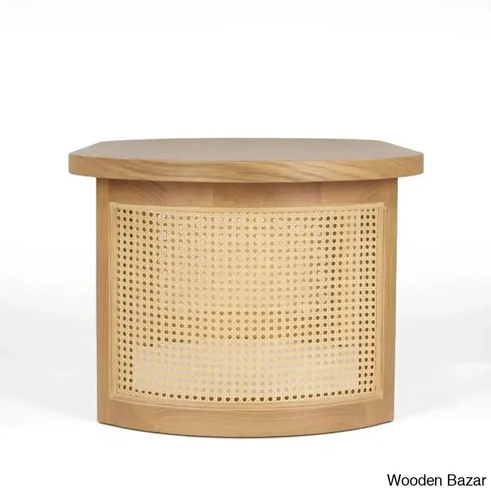 Antowiney 48āā Oval Solid White Oak Rattan Coffee And Center Table